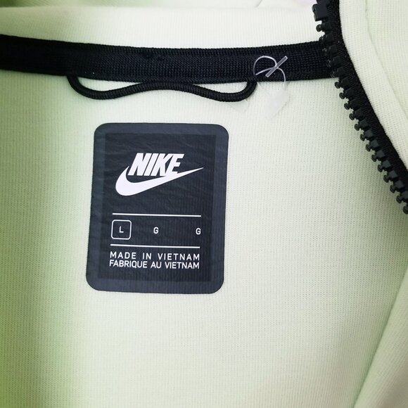 Nike Sportswear Men's L Tech Fleece Full-Zip Hoodie in Light Liquid Lime Black - Picture 11 of 16